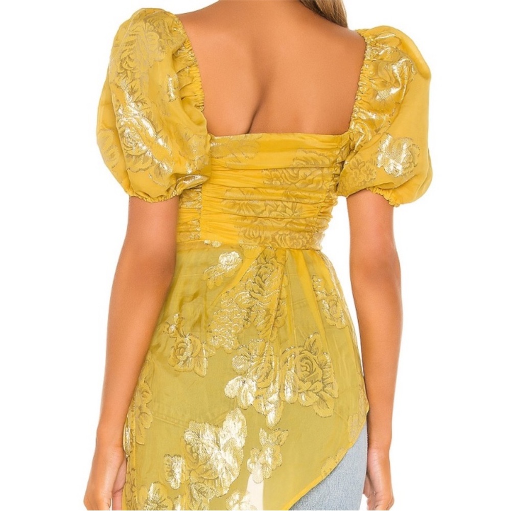 NWOT Revolve x House of Harlow 1960 Freja Yellow Asymmetric Peplum Top Small - Picture 4 of 5